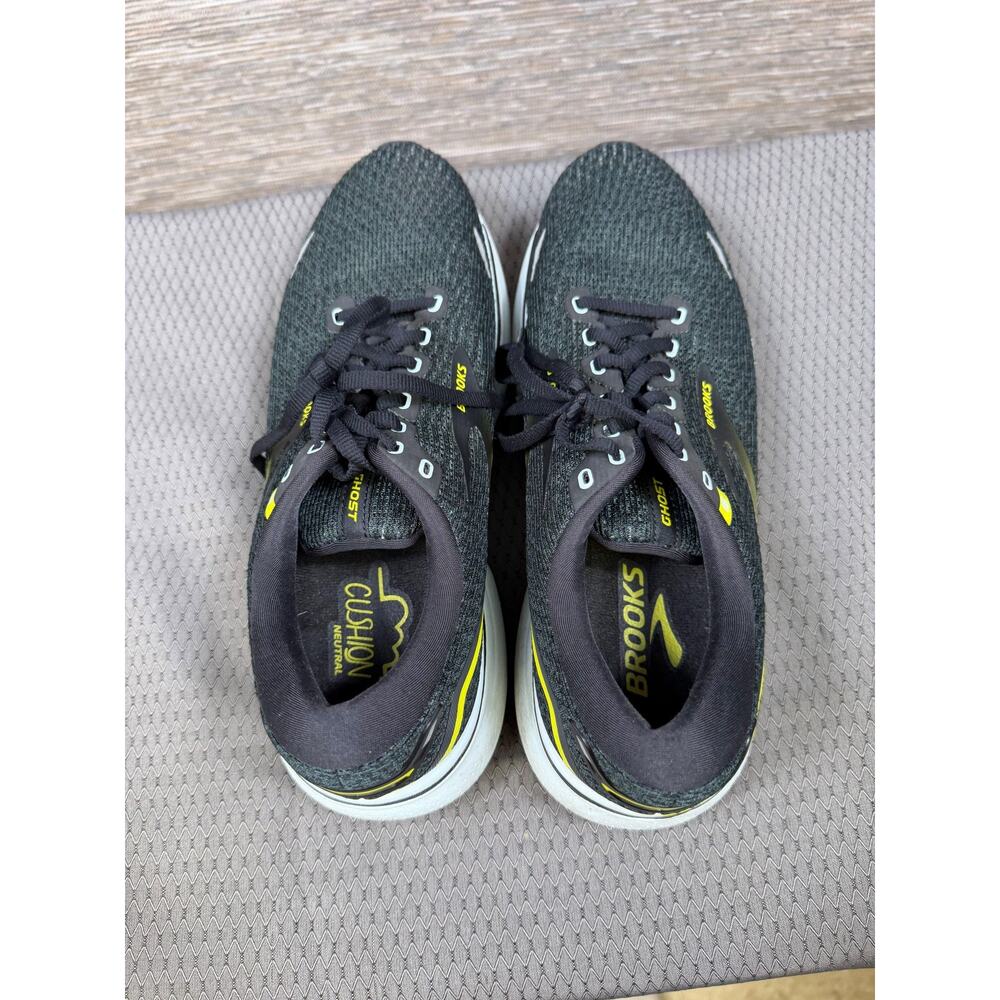 Brooks Ghost Shoes Mens Size 9.5 Black Yellow Running Sneakers 1103931D096 - Picture 7 of 9
